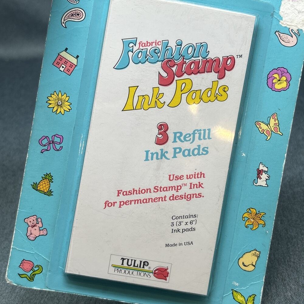1990s Vintage Tulip Fabric Fashion Stamp Ink Pads Set of 3 SEALED New Old Stock